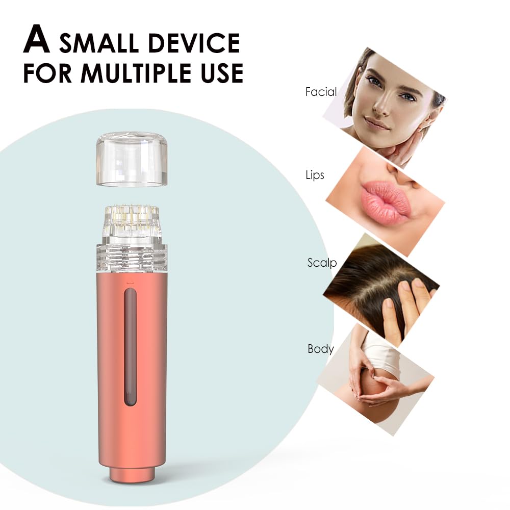 AQUA STAMP 2-in-1 Titanium Derma Stamp Pen | 0.25mm Gold Micro Infusion Hydra Needles | Manual Microneedling Tool for Face Lips Scalp Care | Fine Touch Serum Applicator - Medaid International