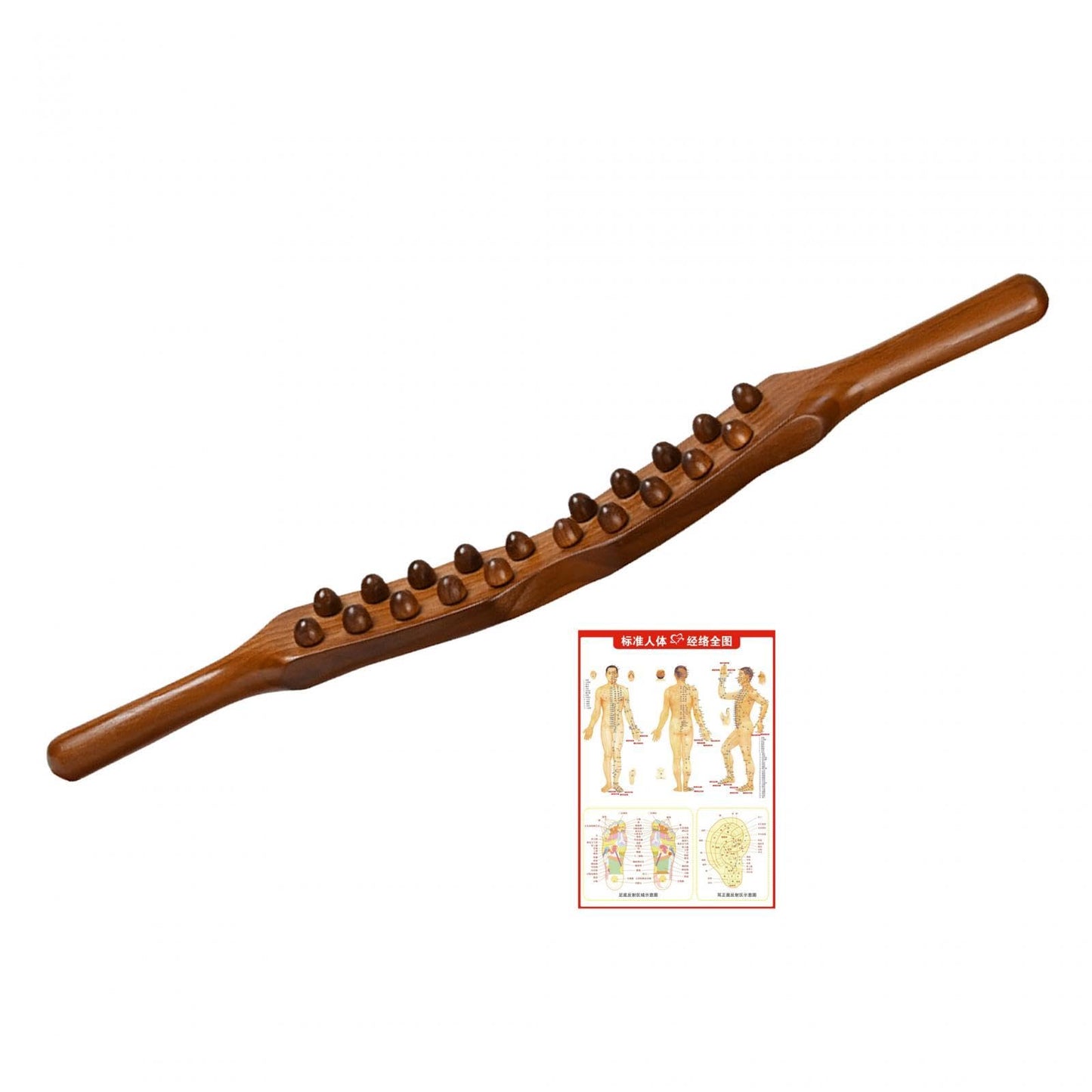 Amagogo Wooden Gua Sha Tools Double Row Manual Massage Tool with Acupressure Massage Points Wood Therapy Massage Tools Handheld Guasha Scraping Stick for Household SPA Salon Body Legs Back Shoulder - Medaid International
