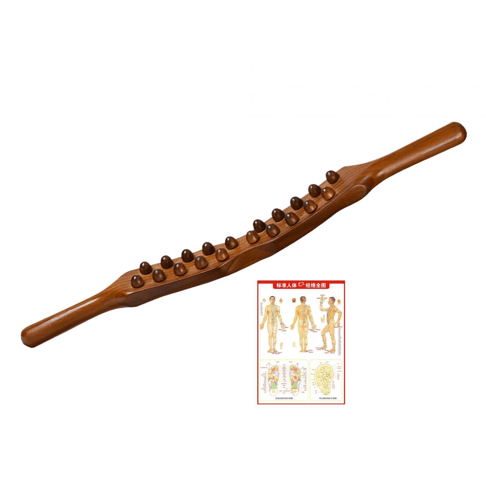 Amagogo Wooden Gua Sha Tools Double Row Manual Massage Tool with Acupressure Massage Points Wood Therapy Massage Tools Handheld Guasha Scraping Stick for Household SPA Salon Body Legs Back Shoulder - Medaid International