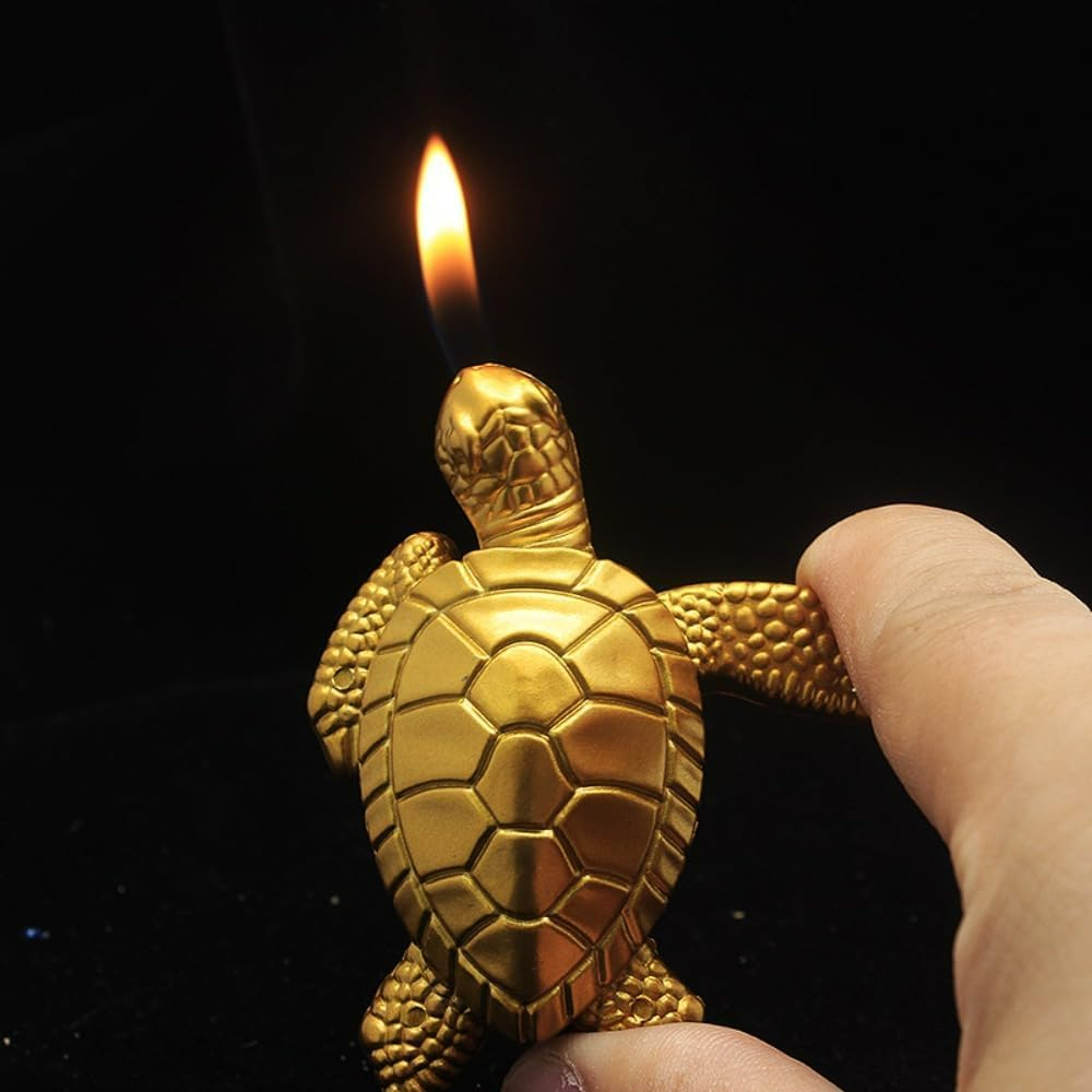 Turtle Lighter, Golden Tortoise Refillable Lighter - Medaid International