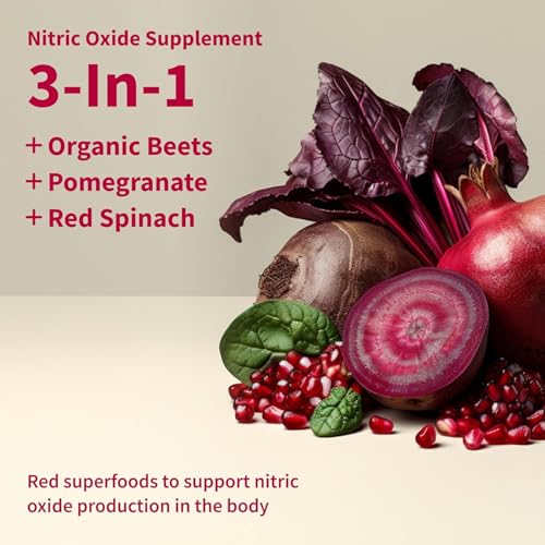 Snap Supplements Organic Beet Root Powder, Nitric Oxide Supplement with Beets, Pomegranate, & Red Spinach, Energy, Heart Health & Circulation Support, 30 Servings (1 Month Supply), Mixed Berry - Medaid International