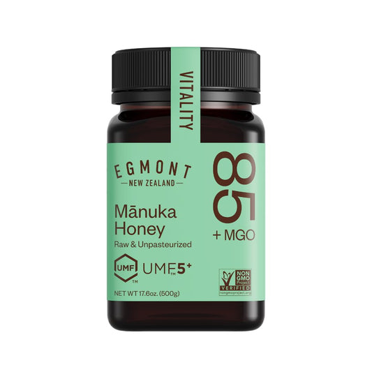 Egmont Honey Raw Manuka Honey MGO 85+ UMF 5+ 17.6oz (500g) NON-GMO, Kosher, Recycled plastic jar, Traceable 100% Pure Authentic New Zealand Honey, UMF & MGO Certified - Medaid International