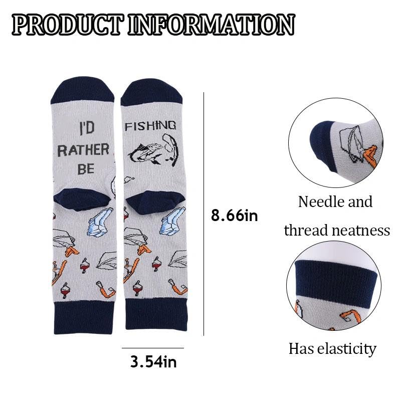 Guqqeuc Birthday Gifts for Father Grandpa Fishing Gifts Socks for Boyfriend Husband Fisherman Xmas Holiday Gift Brother Uncle Funny Mens Crew Sock Fishing Lover Presents for Friends Family - Medaid International