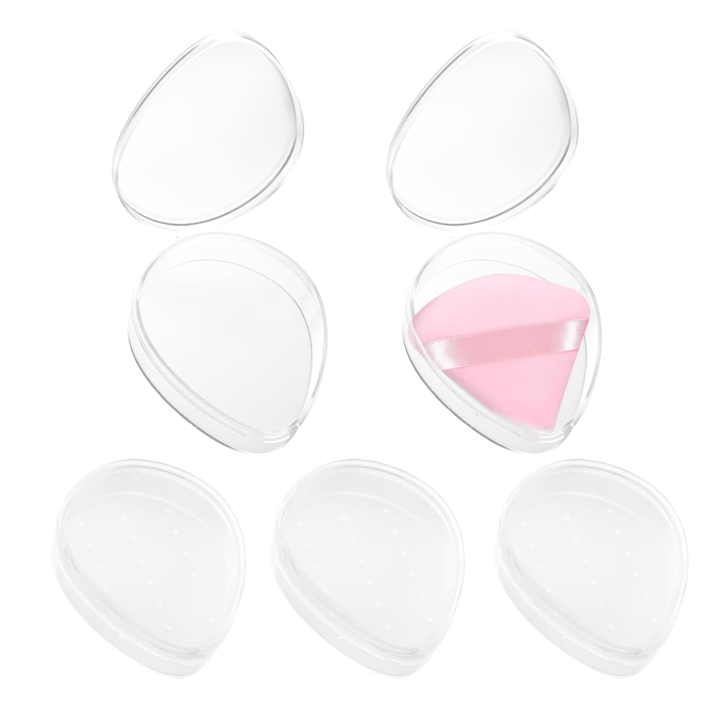 5 Pack Triangle Powder Puff Holders – Multifunctional Cosmetic Storage Case for Makeup Puffs, Beauty Blenders – No Sponge Included - Medaid International
