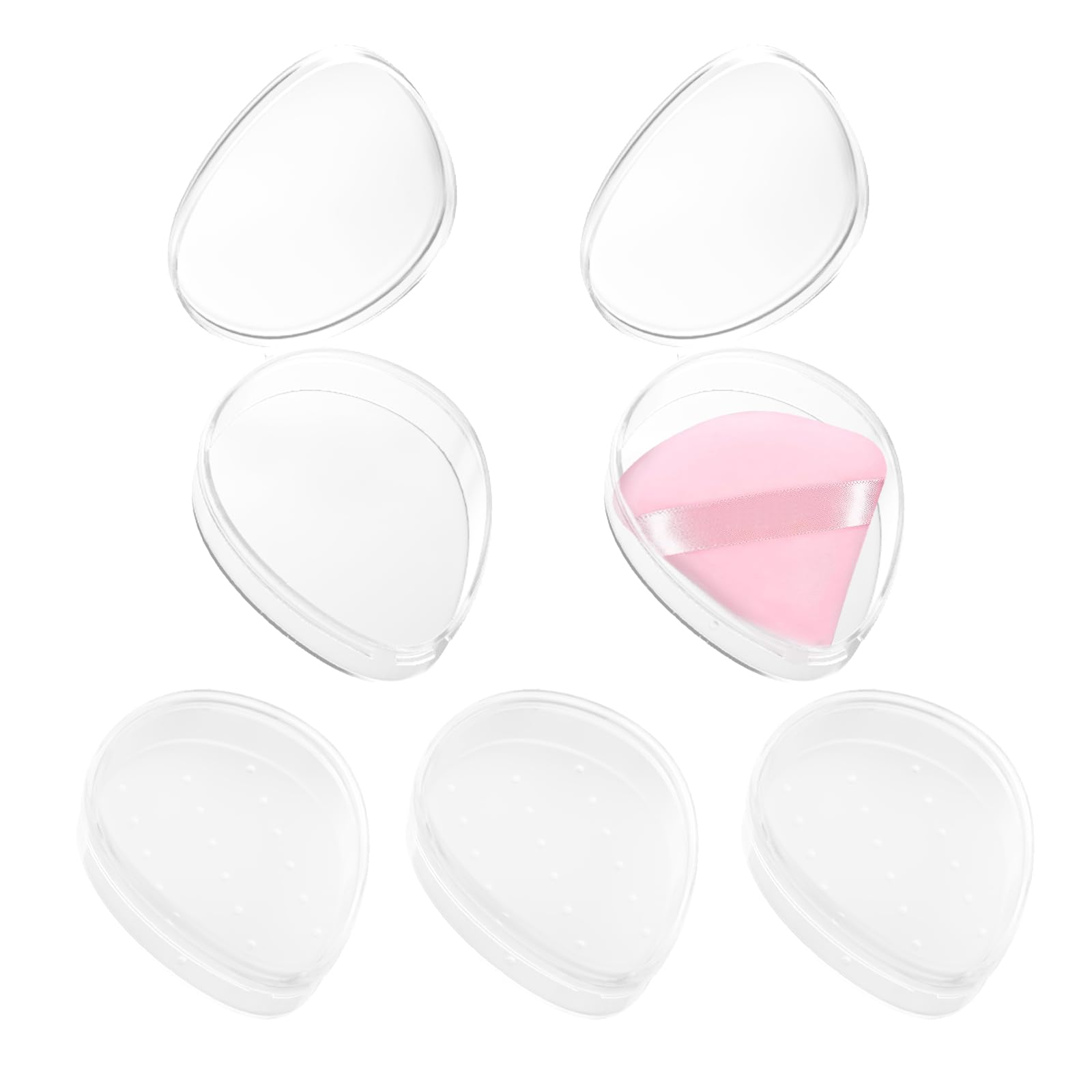 5 Pack Triangle Powder Puff Holders – Multifunctional Cosmetic Storage Case for Makeup Puffs, Beauty Blenders – No Sponge Included - Medaid International