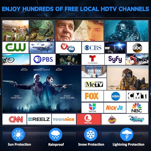 Pgofbuo - 2800+ Miles Range Indoor/Outdoor TV Antenna with Signal Booster