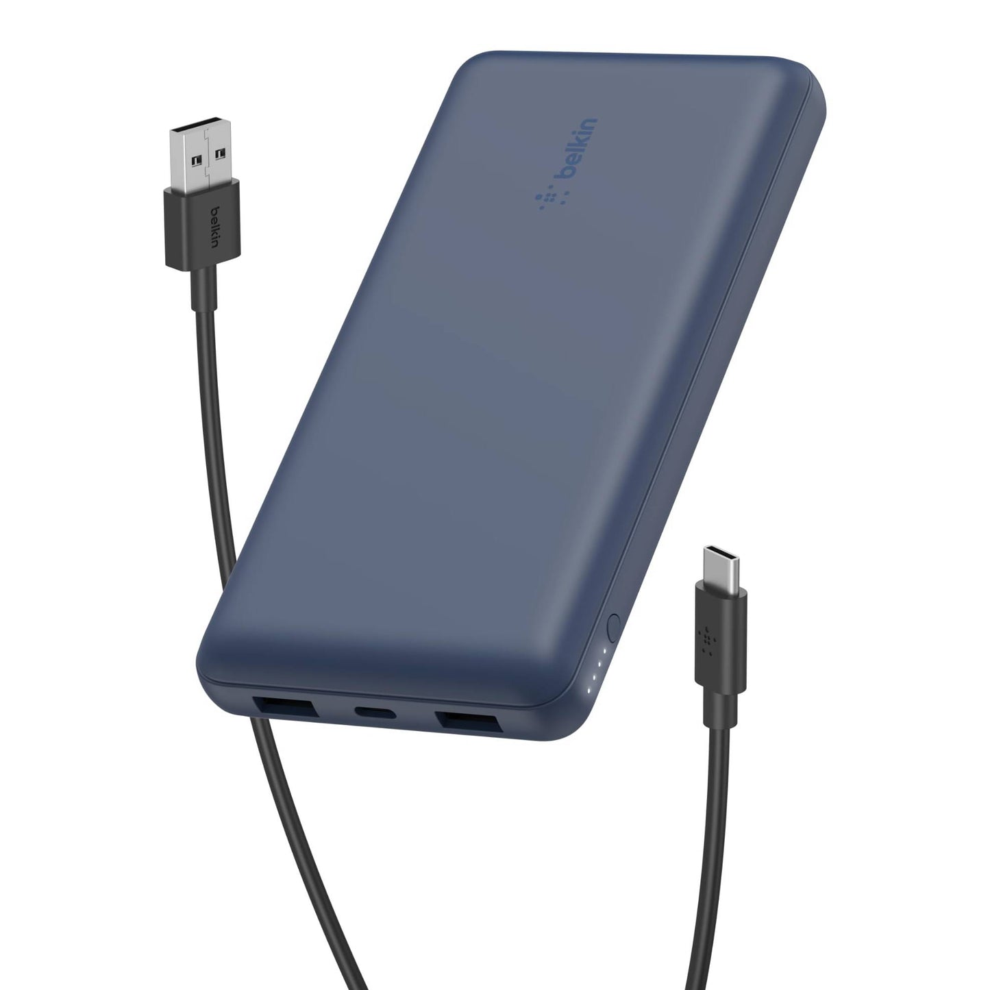 Belkin Portable Charger, USB C Power Bank 20000 mAh w/ 2 USB-A Ports, 15W w/ Type-A to Type-C Cable - iPhone 17, Air, Pro, Pro Max, AirPods, Samsung Galaxy S25, S24, Google Pixel 10, iPad, etc. - Blue - Medaid International