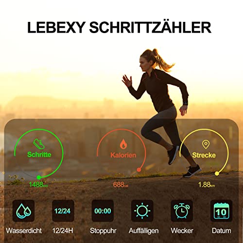Lebexy - Simple Pedometer Watch for Fitness Tracking, No Bluetooth/App Needed