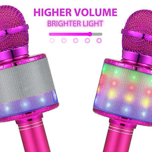 Fede - Wireless Bluetooth Microphone with Colorful LED Lights, Portable Karaoke Speaker for Kids & Adults