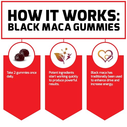 Force Factor Black Maca Gummies, Black Maca Root to Enhance Vitality in Men & Women, Increase Energy & Strength, with BioPerine for Superior Absorption, Delicious Passion Berry Flavor, 60 Gummies - Medaid International