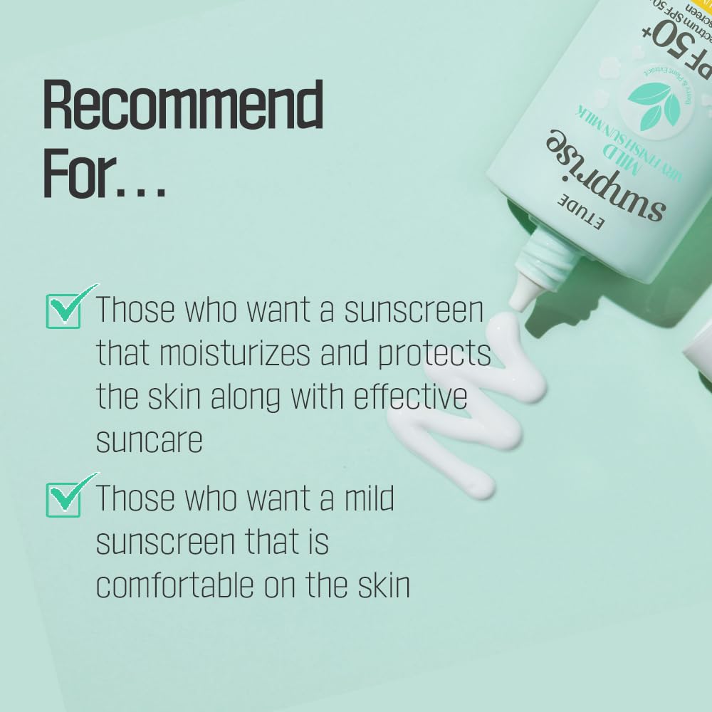 ETUDE Sunprise Sunscreen Mild Sun Milk SPF 50+ / PA++++ (55ml) | Sebum-free, Non-Sticky, Long Lasting Protection, 100% Mineral Korean Sunscreen for sensitive skin - Medaid International