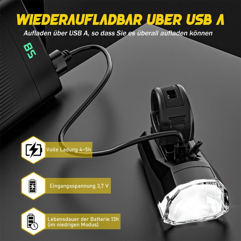Gisaae - USB Rechargeable Bicycle Light Set With Long Battery Life & IPX4 Waterproof