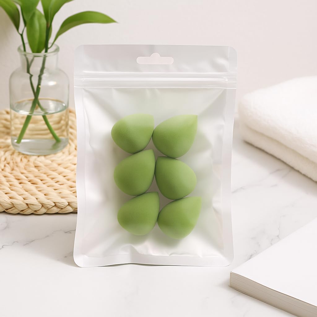 Mini Makeup Sponges (Set of 6) – Soft, Multi-Functional Water Drop Beauty Blenders for Wet & Dry Use – Portable, Non-Absorbent, Travel-Friendly Beauty Tools for Women (Green) - Medaid International