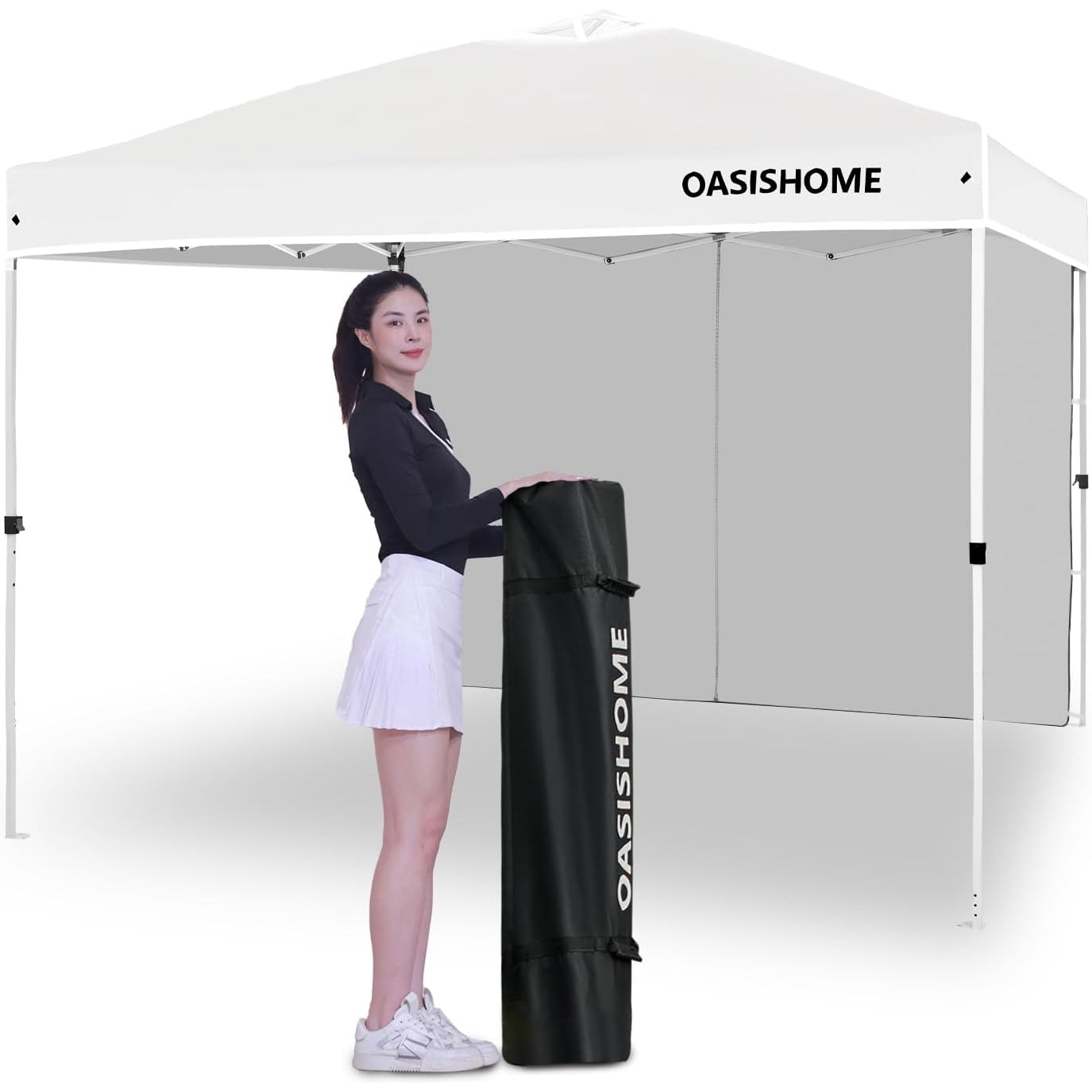 OASISHOME Pop-up Gazebo Instant Canopy Tent 10'x10', with 4 Sidewalls, Windows, Wheeled Bag, for Patio/Outdoor/Wedding Parties and Events (10FTx10FT, Khaki) - Medaid - Lebanon