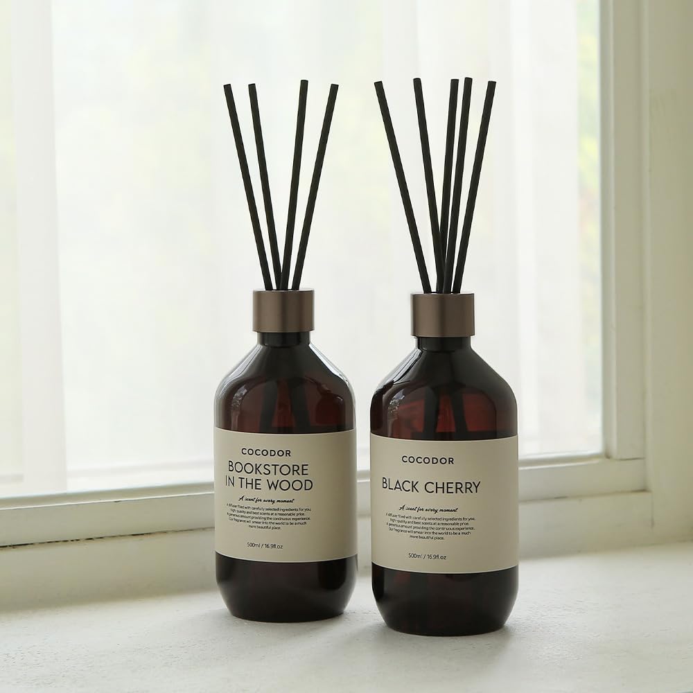COCODOR Premium Reed Diffuser/Black Cherry/16.9oz(500ml)/1 Pack/Fragrance Scent Essential Oil with Stick Diffuser Set for Home Bathroom Shelf Décor - Medaid International
