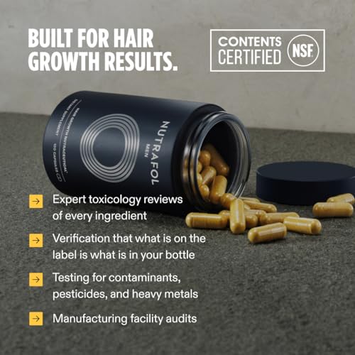 Nutrafol Men's Hair Growth Supplements, Clinically Tested for Visibly Thicker Hair and Scalp Coverage, Dermatologist Recommended - 1 Month Supply - Medaid International