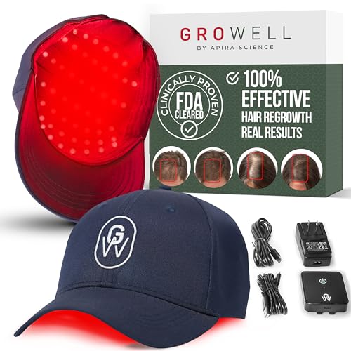 GroWell Red Light Therapy Hair Growth Cap – FDA Cleared Laser Treatment for Hair Regrowth and Reduced Shedding – LED & Laser Red Light Therapy Clinically Proven in Double-Blind Studies - Blue - Medaid International