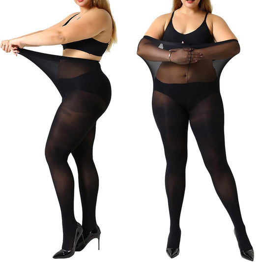 MANZI Women's Control Top Plus Size Tights for Women High Waist Opaque Pantyhose 2 Pairs Black XXX-Large - Medaid International