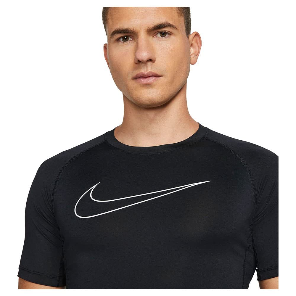 Nike Pro Dri-FIT Men's Tight Fit Short-Sleeve Top (as1, Alpha, s, Regular, Regular, Black/White) - Medaid International