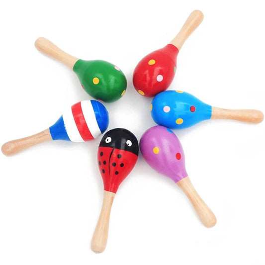Anekoul 6 Pcs Mini Wooden Maracas, Colorful Wooden Maracas Wood Festival Maracas Wooden Shaker Sand Hammer Toy for Kids, Great Party Favor (Random Color Pattern) - Medaid International