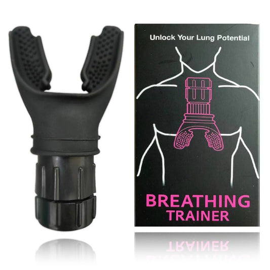 Breathing Trainer, Portable Respiratory Muscle Trainer with Adjustable Resistance, Compact Lung Exercise Device, Detachable for Easy Cleaning - Black - Medaid International
