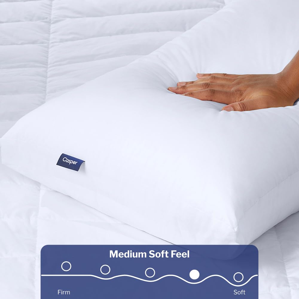 Casper Original Pillow for Sleeping, King, White, Two Pack - Medaid International