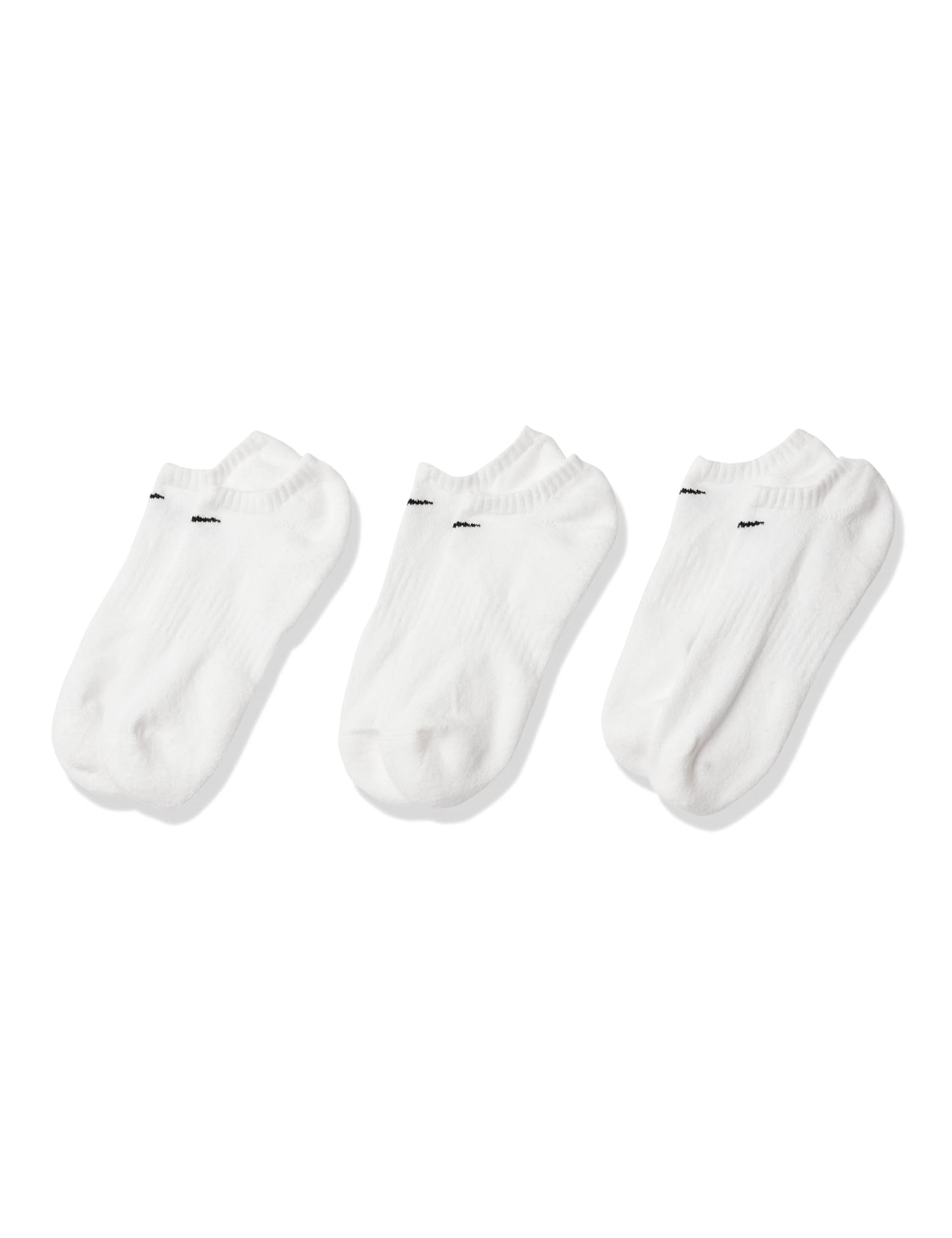 Nike Unisex Everyday Cushioned Training No-Show Socks (3 Pairs), White/Black, Large - Medaid International