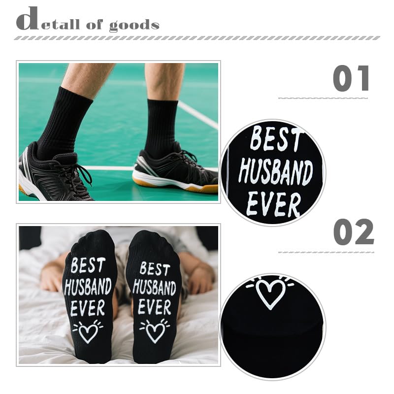 Sudaporn Husband Sock Gifts for Him Hubby Anniversary Birthday Christmas Gifts from Wife Wifey, Hubby Crew Socks for Father Day Gift Husband Soft Sock Christmas Xmas Stocking Stuffer - Medaid International