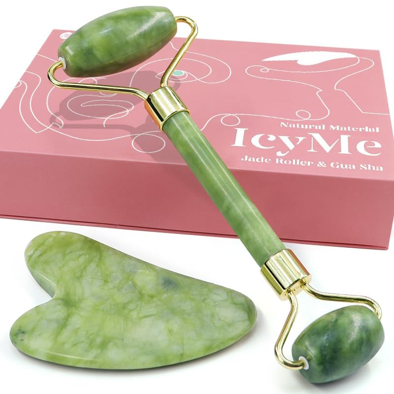 BAIMEI IcyMe Jade Roller & Gua Sha, Face Roller Redness Reducing Skin Care Tools, Self Care Pink Gift for Men Women, Massager for Face, Eyes, Neck, Relieve Fine Lines and Wrinkles - Rose Quartz - Medaid - Lebanon