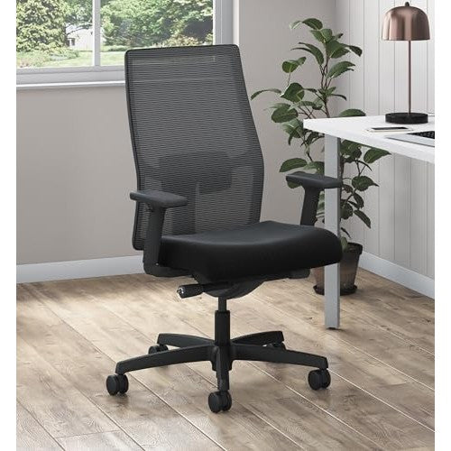 HON Ignition 2.0 Mid Back Task Chair, Advanced Synchro-Tilt Control, Office Chair with Lumbar Support, Height and Width Adjustable Arms, Black Frame, Black|B06Y3PGPR2
