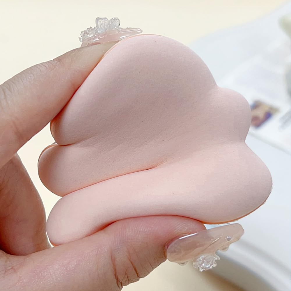 2PCS Mini Ghost Finger Makeup Sponge Cute Sponges Blender Powder Puff Cosmetic Foundation Air Cushion Blush Puffs,yellow - Medaid International