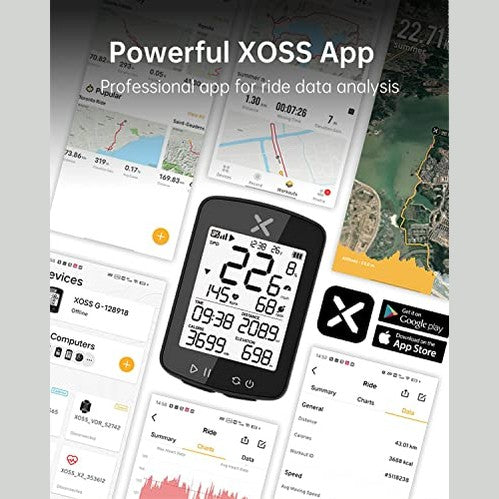 Xoss - GPS Bike Computer with ANT+/Bluetooth, IPX7 Waterproof, 28 hrs Battery Life