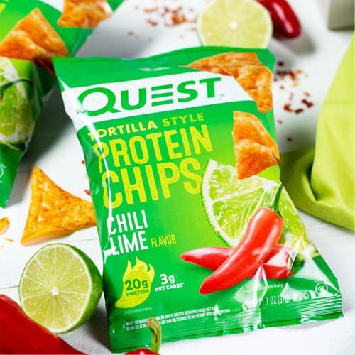 Quest Nutrition Tortilla Style Protein Chips, Chili Lime, Low Carb, Gluten Free, Baked, 1.1 Ounce (Pack of 8) - Medaid International