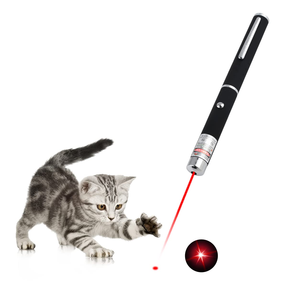 CHUQIANTONG Laser Pointer Cat Toys Red Laser Presentation Remotes for Indoor Classroom Interactive Teaching (Red, Without Battery 1 Pack) - Medaid International