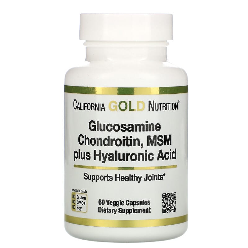 California Gold Nutrition, Glucosamine Chondroitin, MSM plus Hyaluronic Acid, 60 Veggie Capsules - Medaid International