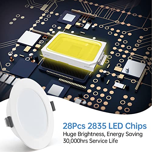 Eande - 10 LED Recessed Spotlights, Dimmable, IP44, 4000K Neutral White