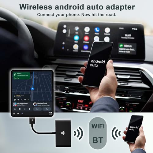 Aumotop - Wireless Android Auto Carplay Adapter, Plug & Play, Converts Wired to Wireless