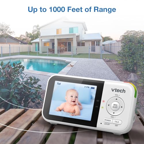 VTech VM819 Baby Monitor with Camera and Audio, 2.8” Screen Portable Baby Camera, Night Vision, 2-Way Audio, Temperature Sensor and Lullabies, Secure Transmission No WiFi, Ideal for Baby/Elderly/Pet - Medaid International