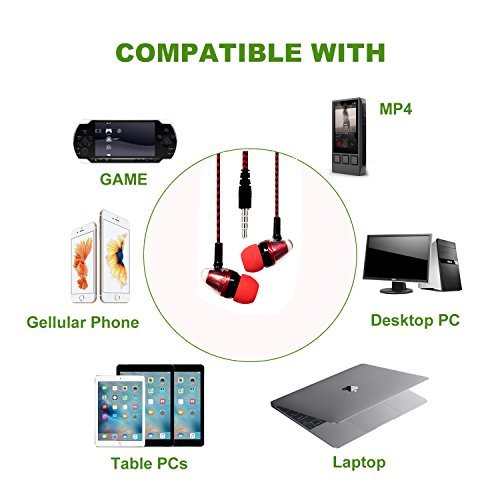 Hotechs - Reet Noise Isolation Wired Earbuds with Dynamic Bass Sound, Red