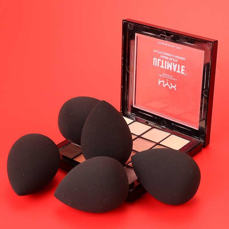 Makeup Sponge Set of 5, Soft and Latex-Free Beauty Sponge for Blending with Foundation Liquid Cream and Powder. Blender for Flawless Make Up Application, Black Beauty Gift - Medaid International