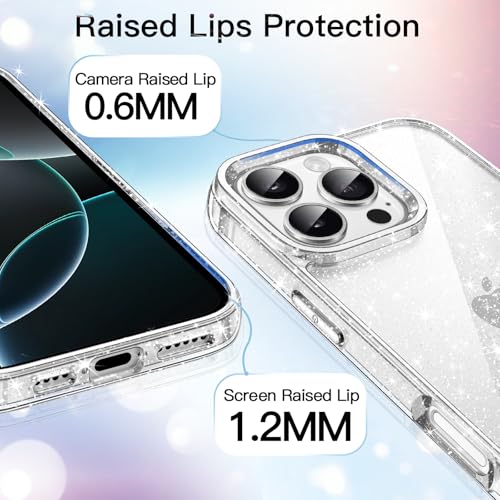 JETech - Glitter Case for iPhone 16 Pro Max, Shockproof, Bling Sparkle, Cute Design
