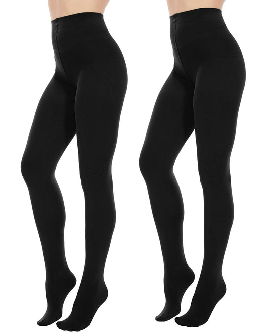 Citystl Opaque Black Tights for Women, 80D Tummy Compression Plus Size Tights, Control Top Microfiber Pantyhose for women(Black-XXL/3XL) - Medaid International