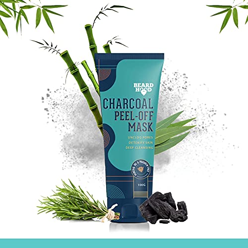 BEARDHOOD Charcoal Peel Off Mask | Skin Detox & Instant Glow | Benefits of Rosemary Oil & Eucalyptus Oil 3.5 Ounce/100Gram - Medaid International