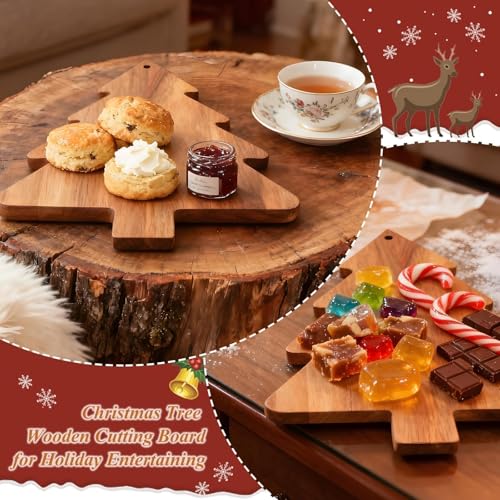 Christmas Tree Cutting Board for Holiday Party,15inch Christmas Tree Charcuterie Board for Cheese Fruit,Wooden Serving Platter Decorative Cheese Appetizer Tray Sushi Serving Plates for Kitchen Gifts - Medaid International