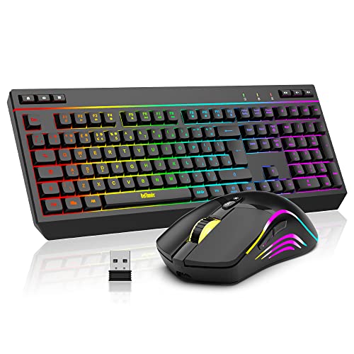 RedThunder - K20 Wireless Keyboard And Mouse Combo, UK Layout, RGB Gaming Set