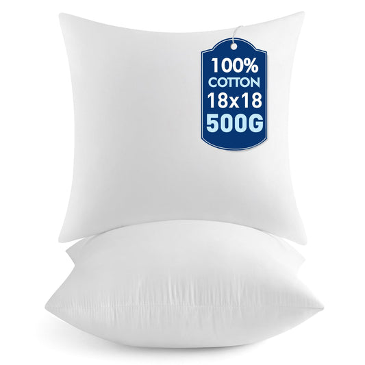 MIULEE 18x18 Pillow Inserts,Set of 2 100% Virgin Microfiber with Cotton Cover Throw Pillows for Couch Sofa and Bed - Medaid International