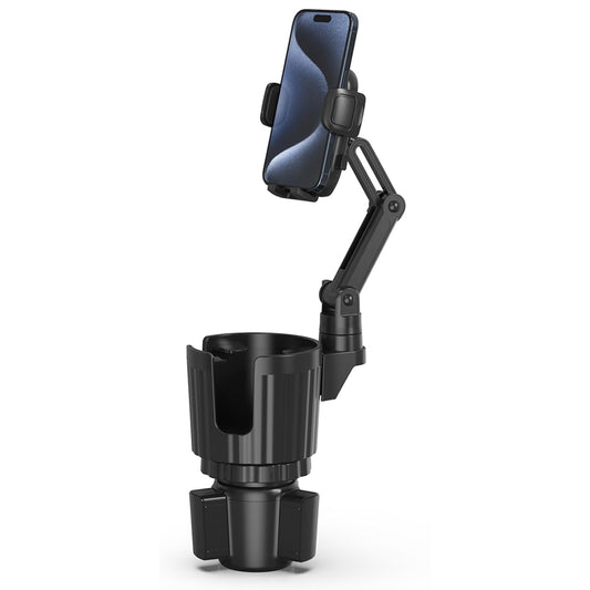 Phone Holders for Your Car, 2 in 1 Universal Cup Holder Expander Adjustable Base with Phone Mount, Long Arm with 360°Rotation Cup Holder Phones Mount for Car Compatible with All Smartphones - Medaid International