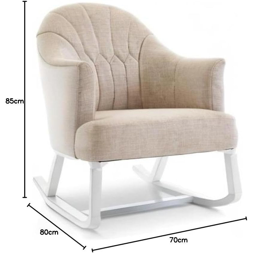 Miila Rocking Sofa Oatmeal Beige Wooden Glider Chair