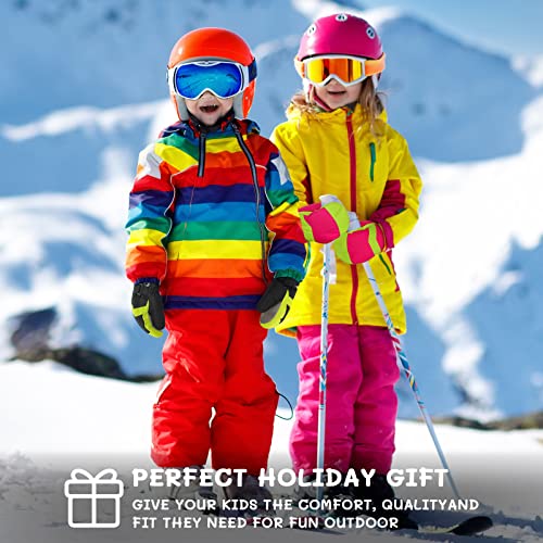 Homord - Waterproof Children's Ski Gloves, Warm Thinsulate Mittens for 4-14 Years