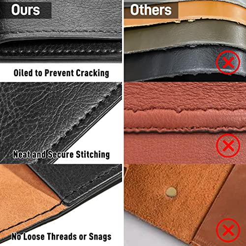 Qixin - Black A4 PU Leather File Folder, String Tie Closure, Document Organizer